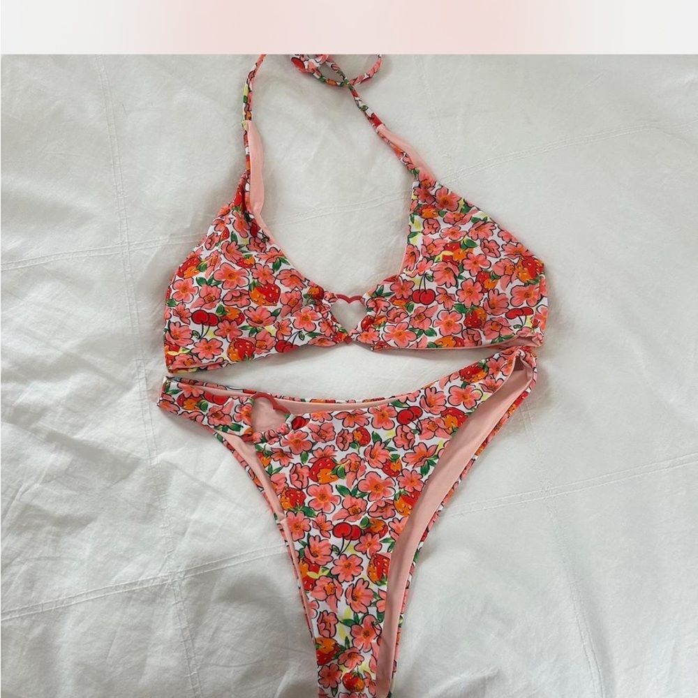 Blackbough cherry Bikini Set - Pink and Orange